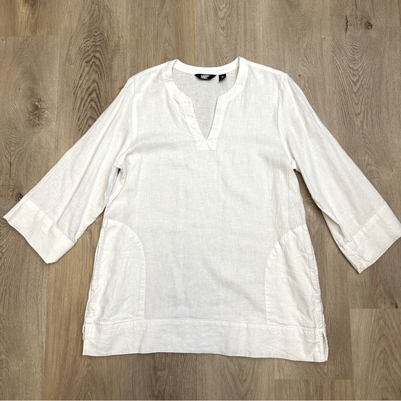 Lands' End White Linen Blend Tunic - Picture 2 of 7